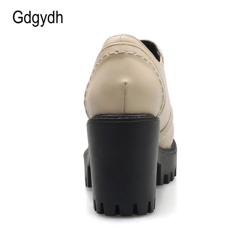 Gdgydh/весенне-осенняя женская обувь женские тонкие туфли на платформе с круглым носком в британском стиле женские туфли-лодочки на квадратном каблуке 8 см; большой размер 43