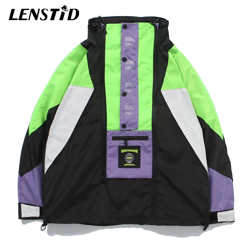 LENSTID Harajuku Jacket Men Hip Hop Streetwear Retro Jacket Windbreaker Pocket Autumn 2019 Vintage Color Block Track Jacket Coat LENSTID Harajuku Jacket Men Hip Hop Streetwear Retro Jacket Windbreaker Pocket Autumn 2019 Vintage Color Block Track Jacket Coat