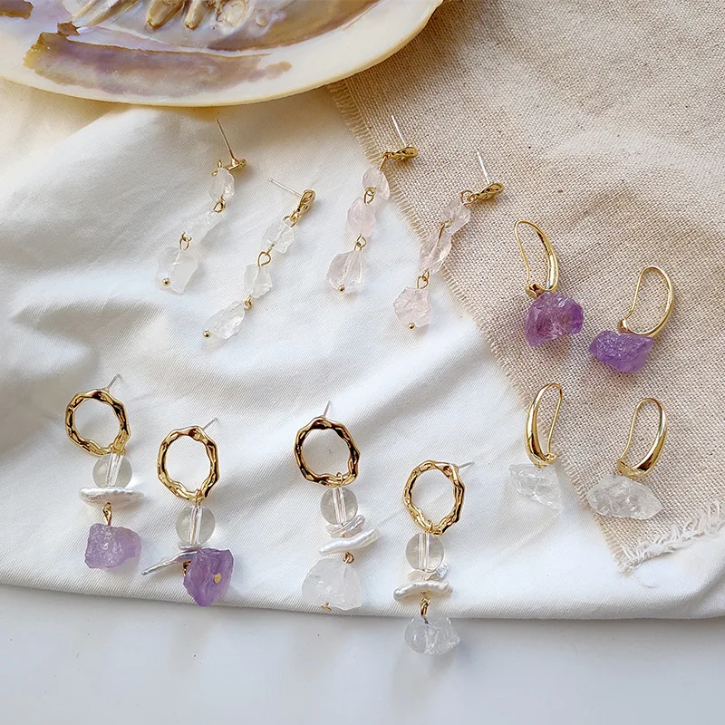 

2019 Korean Delicate Rhinestone Geometric Crystal Earrings For Women Earings Freshwater Pearls Bead Drop Pendientes Mujer Moda