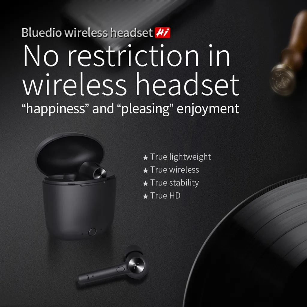 Беспроводная bluetooth-гарнитура VOBERRY Bluedio Hi, 3D стерео гарнитура для ушей, зарядная коробка со встроенным микрофоном 719#2