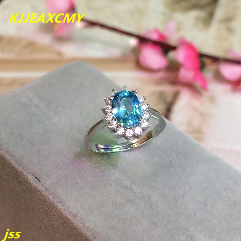 

KJJEAXCMY Fine jewelry 925 silver inlay Blue Topaz Ring shinv luxury bag mail