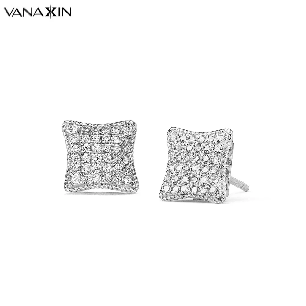 

VANAXIN Kite CZ Paved 925 Stud Earrings for Men/Women Earrings Shiny Hip Hop 925 Sterling Silver Exquisite Jewelry Box Free