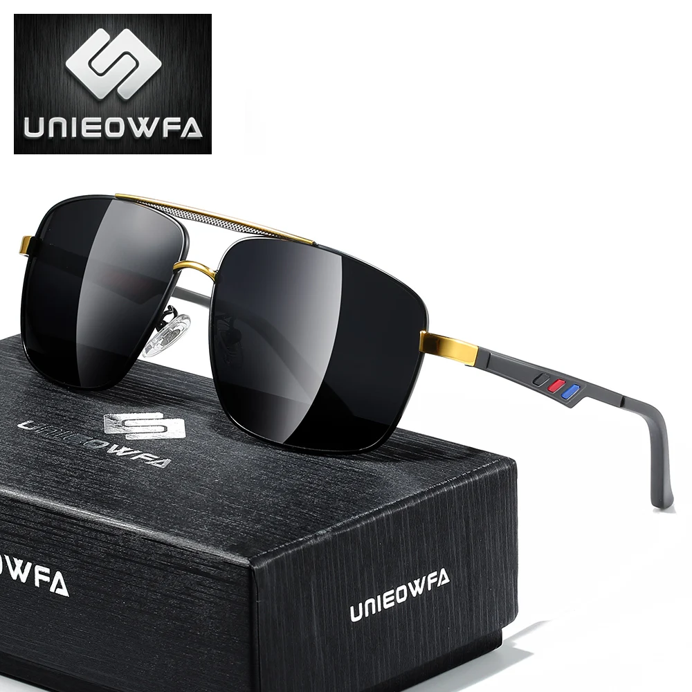 

UNIEOWFA Male Square Aviation Sunglasses Men Polarized Driving Pilot Sun Glasses For Men Polaroid UV400 Sports Eyewear Brand New