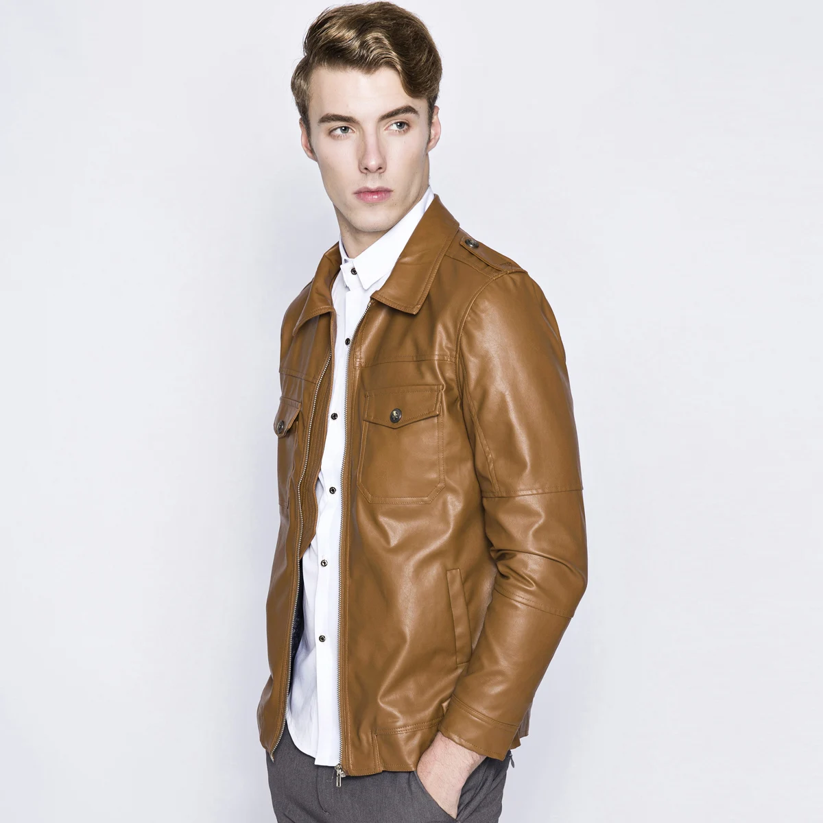 Amazon Quality Drop Shipping 2016 Leather Jacket Coat Men