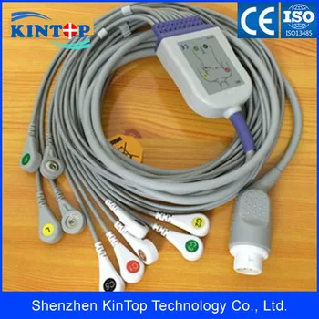 

Compatibe New 12pin Mindray EKG 10 lead the One-piece ECG cable and Snap leadwires,IEC with CE approved Mindray PM5000,T5/T6