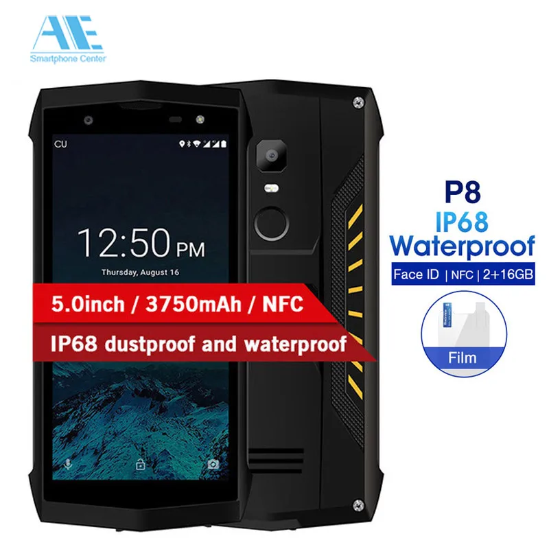 POPTEL P8 5 0 дюймов IP68 Водонепроницаемый Смартфон Android 8 1 2 Гб Оперативная память 16