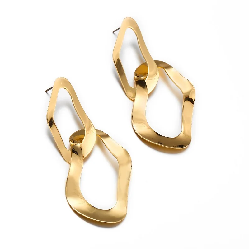 

Fashion Geometric Irregular Dangle Earrings Long Metal Exaggerated Drop Earrings for Women 2019 Statement Jewelry Party Gift