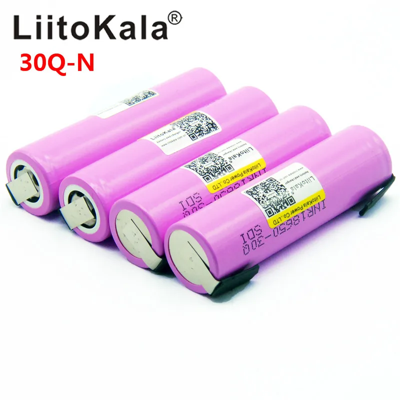 4 шт. LiitoKala 18650 inr18650-30q INR18650 30Q 18650 3000 мА/ч, литий Перезаряжаемые батарея