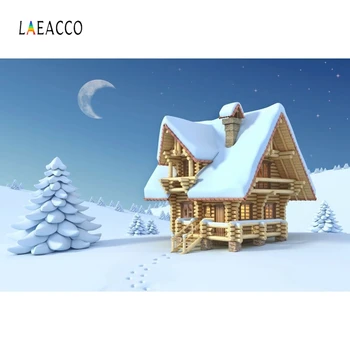

Laeacco Photography Backdrops Merry Christmas Snow House Personalized Photographic Backgrounds Santa Claus For the Photo Studio