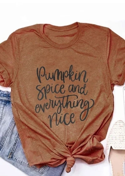 

Halloween Women T-Shirt Short Sleeve Female Letter Print Pumpkin Spice And Everything Nice Cute T-Shirt Casual Ladies Tops Tee