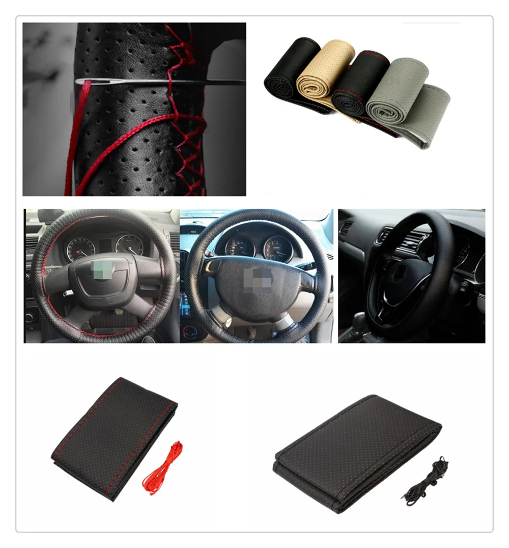 

Car DIY Braided Hand Sewing Steering Wheel Cover S M L Code Auto Parts for Honda FCX Brio 3R-C Skydeck P-NUT Legend