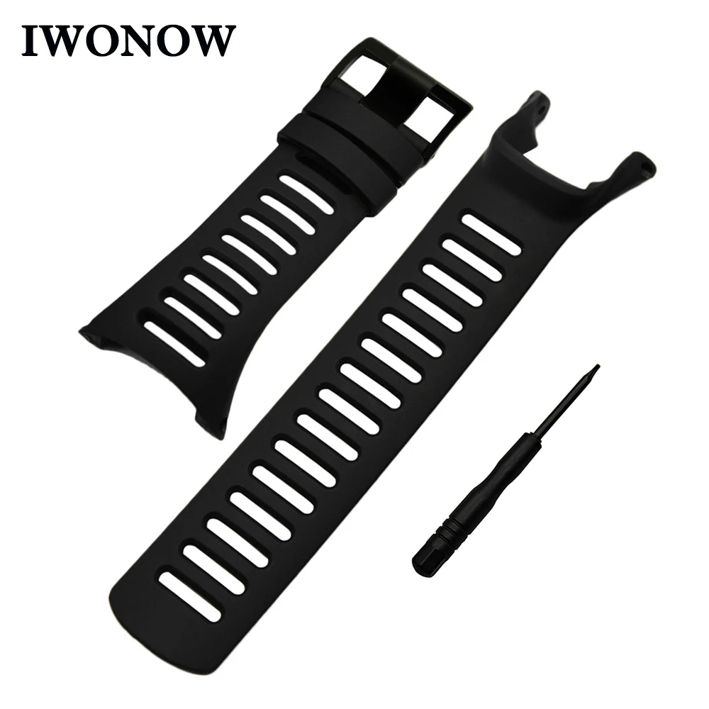 

Soft Rubber Watchband 24mm + Tool for SUUNTO Ambit 1 2 2R 2S 3 Peak Sport Run Watch Band Steel Buckle Strap Wrist Bracelet Black