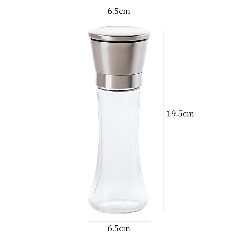 TUUTH Manual Stainless Steel Salt Pepper Grinder Spice Glass Bottle Spice Mill Kitchen Gadget Tool A5