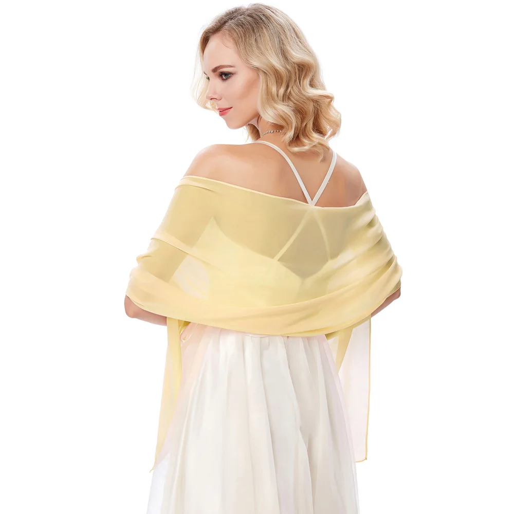 Yellow 72*1" шифоновая шаль для невесты, вечерние платья для выпускного вечера, элегантная мягкая и удобная шаль, шарф, шейный платок - Цвет: Yellow