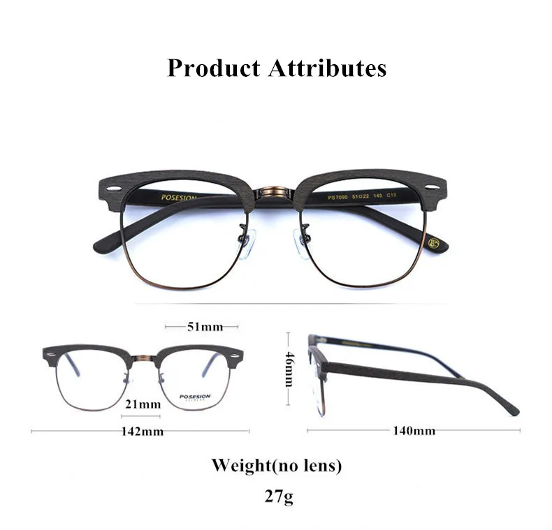 Prosesion ручной работы винтажные деревянные оптические очки в оправе мужские прозрачные рецептурные линзы очки ацетатные очки для женщин