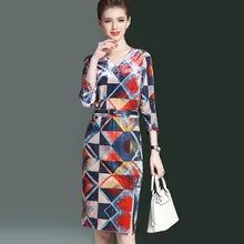 

ATOFUL Women Dress Vestidos 2017 Autumn Velvet Elegant Geometric Print Work Business Casual Party Pencil Sheath Bodycon Dresses