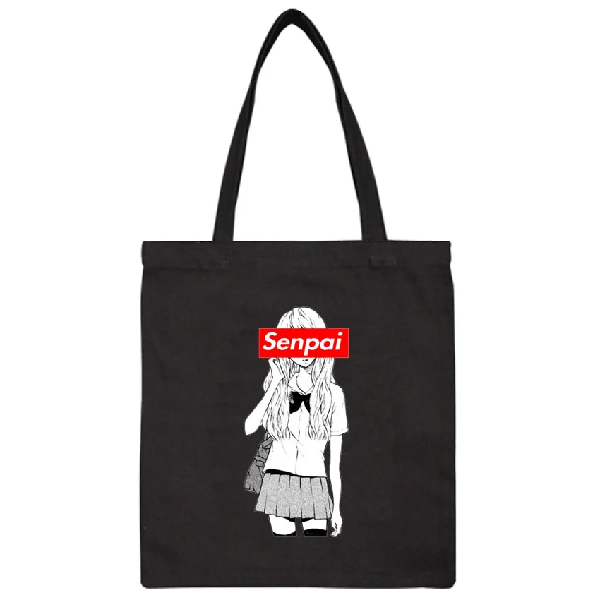 Японский стиль, простая сумка через плечо для женщин, Senpai, с буквенным принтом, школьная Сумочка, одежда, пакет, сумки на плечо, шоппинг