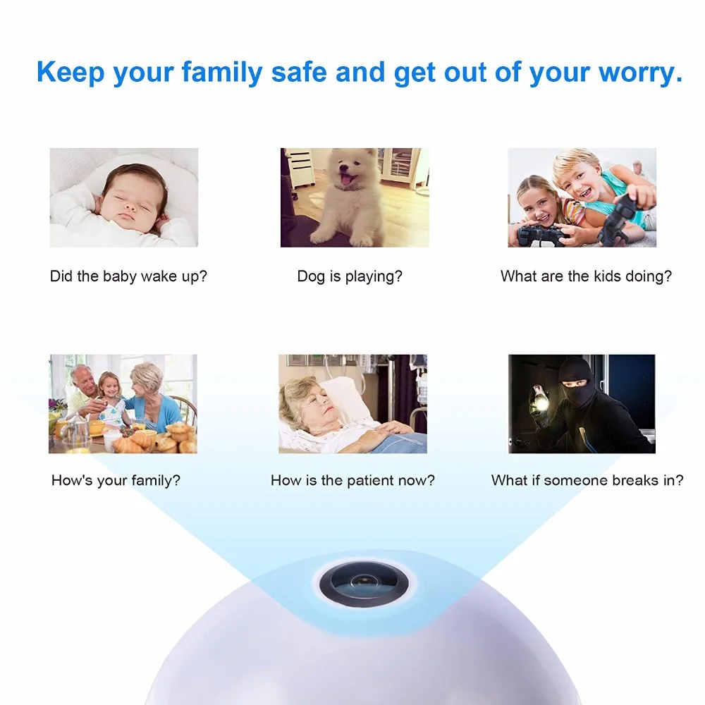  Kruiqi Wifi IP Camera 1080P Bulb led Light 360 degree Wi-fi Fish-eye CCTV Camera 2MP Home Security  - 32840473162