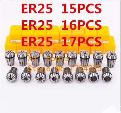 

Free freight ER25 15PCs clamp set 2mm to 16 mm Range for milling CNC engraving machine tool motor axis.