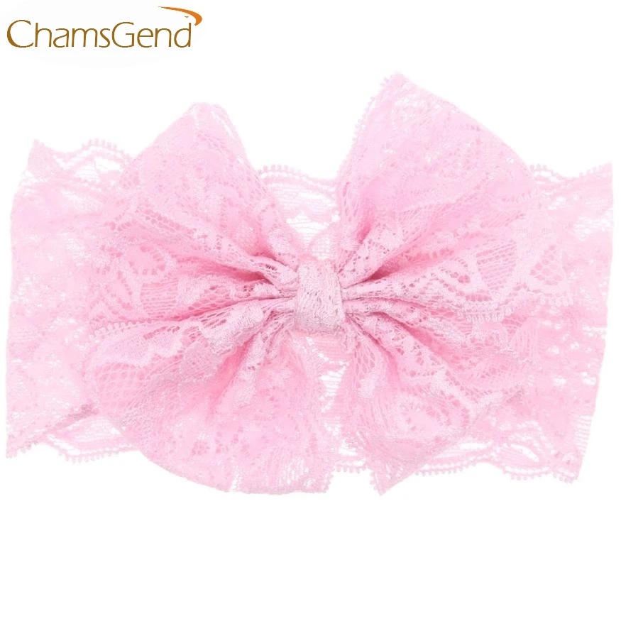 

Newly Design Little Girls Big Bow Lace Headbands Elastic Hair Accessories Head Wear 160405 Drop Shipping