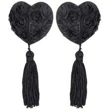 Женский сексуальный силиконовый чехол для сосок в форме сердца с кисточками и лентой, многоразовое использование для груди