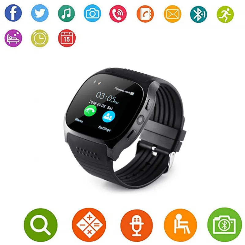 

[Aaliyah] T8 Bluetooth Smart Watch Supports SIM TF Card GPS Positioning Smartwatch with 0.3MP Camera Android Sports Watch