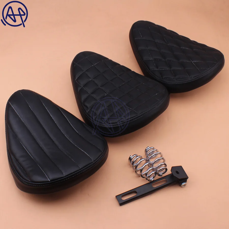 Black Large Universal Alligator Emboss Leather Solo Seat 3" Spring Bracket Kit