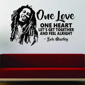 

Bob Marley One Love One Heart Quotation Vinyl Wall Decal Home Decor Art Wall Mural Removable Wall Sticker 2YY30