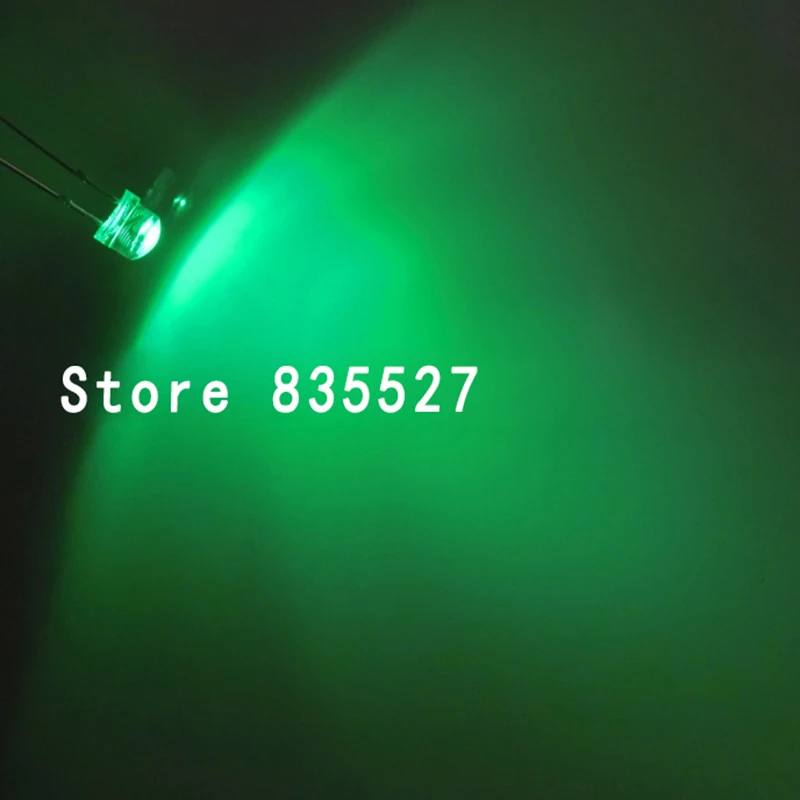 100PCS F5 5mm Emerald GREEN Straw Hat Superbright LED Light LED Lamp
