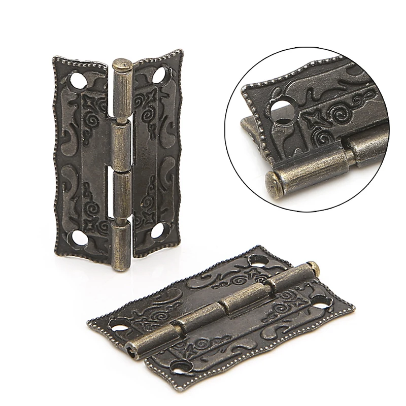 

2pcs Antique Bronze Cabinet Furniture Door Drawer Jewellery Box Hinges 35x28mm