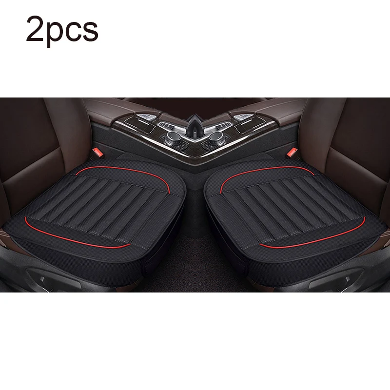 Automobiles Seat Cover Interior Auto Accessories PU Leather Car Seat Cover Four Seasons Universal Protector Seats Cushion Sets - Название цвета: Black front 2pcs