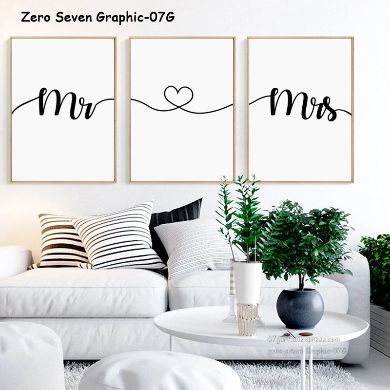 2019 Black And White Love Phrase Mr Mrs Canvas Painting Posters And Prints Living Room Bedroom Wall Art Pictures Home Decoration From Kuaikey