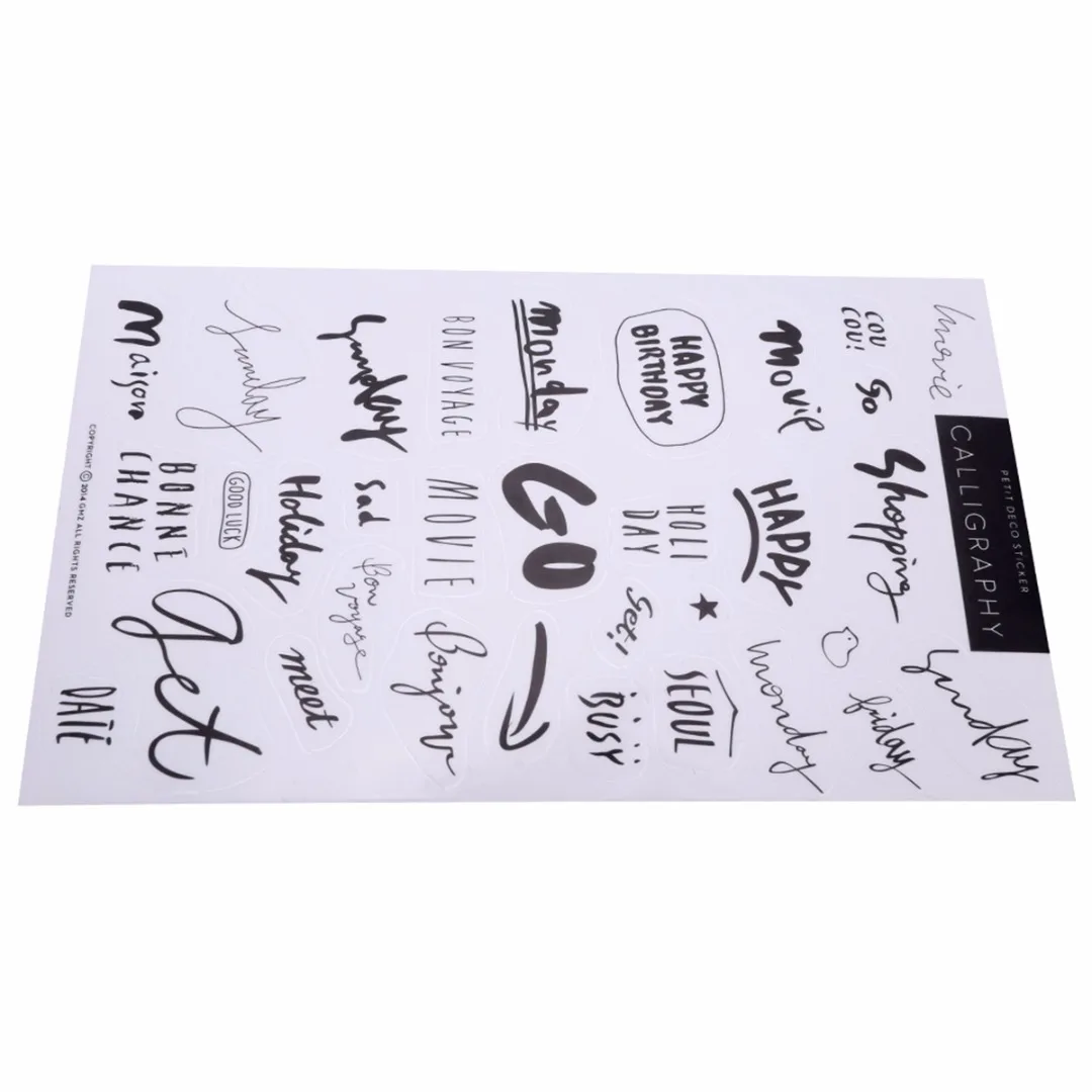 1 Set 8 Sheets Paper Sticker PVC Funny Decoration Colorful Word Stickers for Diary Notebook Mobile Phone Journal Laptop