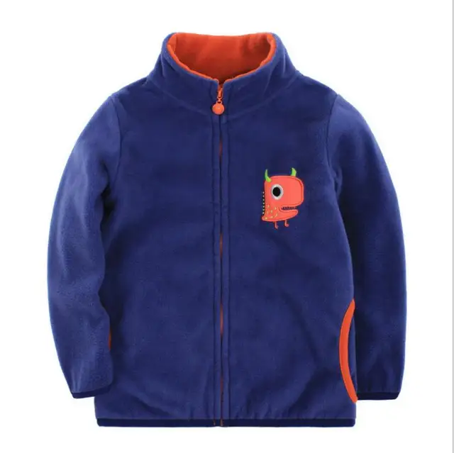 1-9Y Fashion Fleece Solid Kids Coat Full Sleeve With Zipper Spring Winter Children Jackets For Girls Boys KW-1625-3