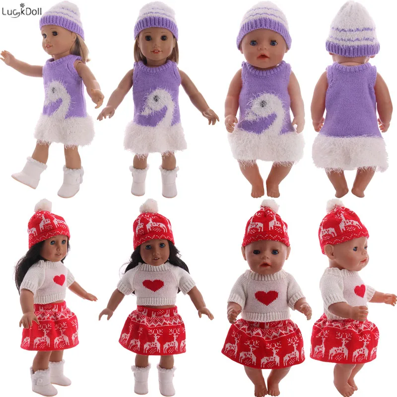 Luckdoll 7 стилей Одежда для кукол зимний костюм 3 предмета = юбка + пальто шапка