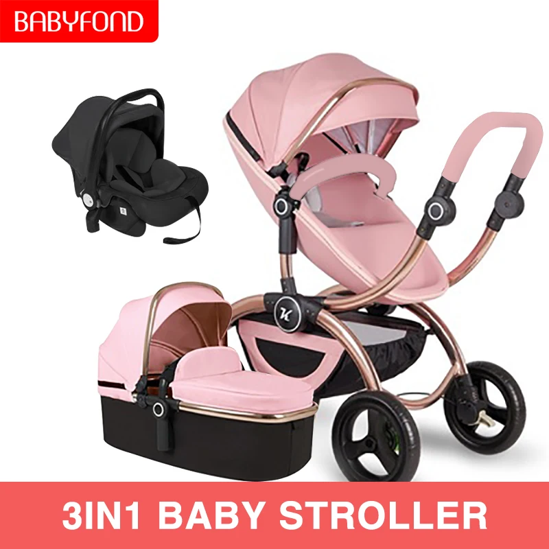 Babyfond Роскошная 3 в 1 детская коляска с высоким пейзажем, двусторонняя коляска для новорожденных, европейский дизайн