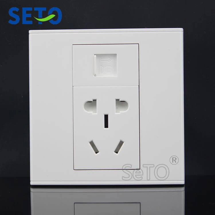 SeTo 86 Type RJ45 Cat5e Network Lan + Five Hole Power Socket Wall Plate Keystone Faceplate | Обустройство дома