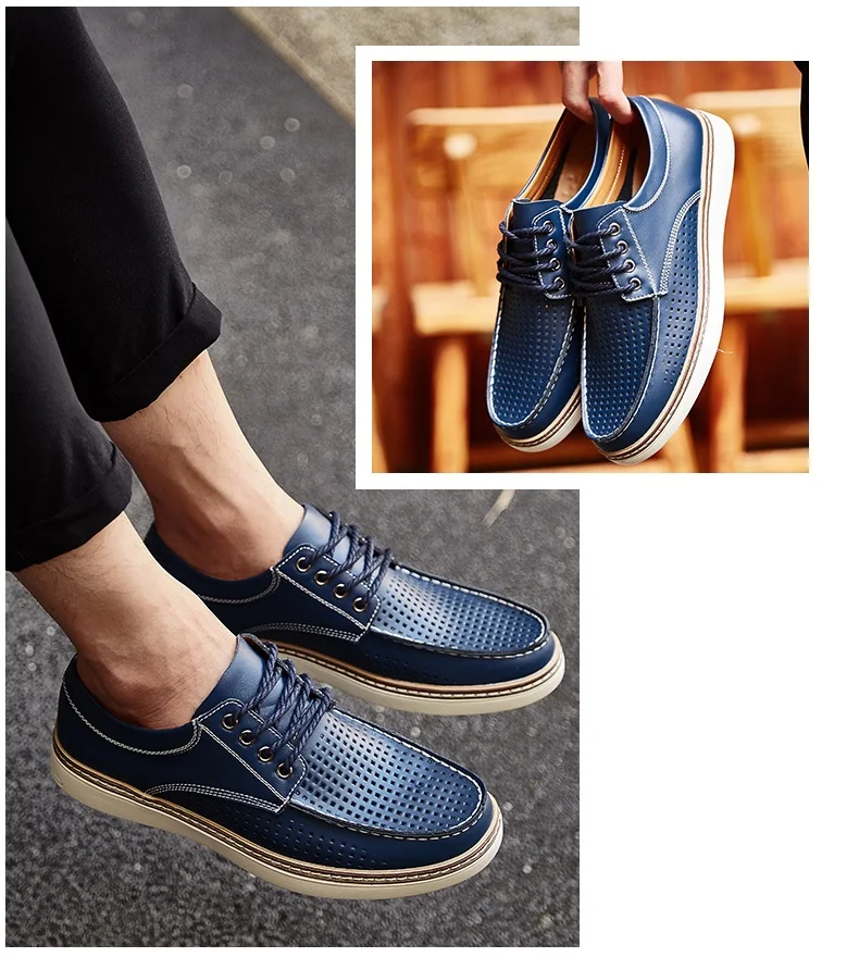 Мужская повседневная обувь; Мужские модельные туфли в деловом стиле из натуральной кожи; летние модные дышащие Дизайнерские мужские кроссовки на шнуровке