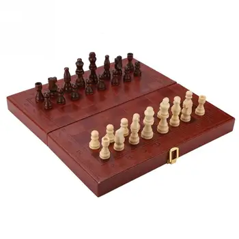 

Folding Portable Wooden International Chess Toys Set High Quality Board Game Collection Portable Party Funny Chess Party Game