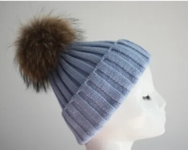 Зимой beanie связанный шлем меха образный колпачок для женщин и теплые зимние человек трикотажные шапочки ёенщин крышки и меховой шапке - Цвет: pale blue