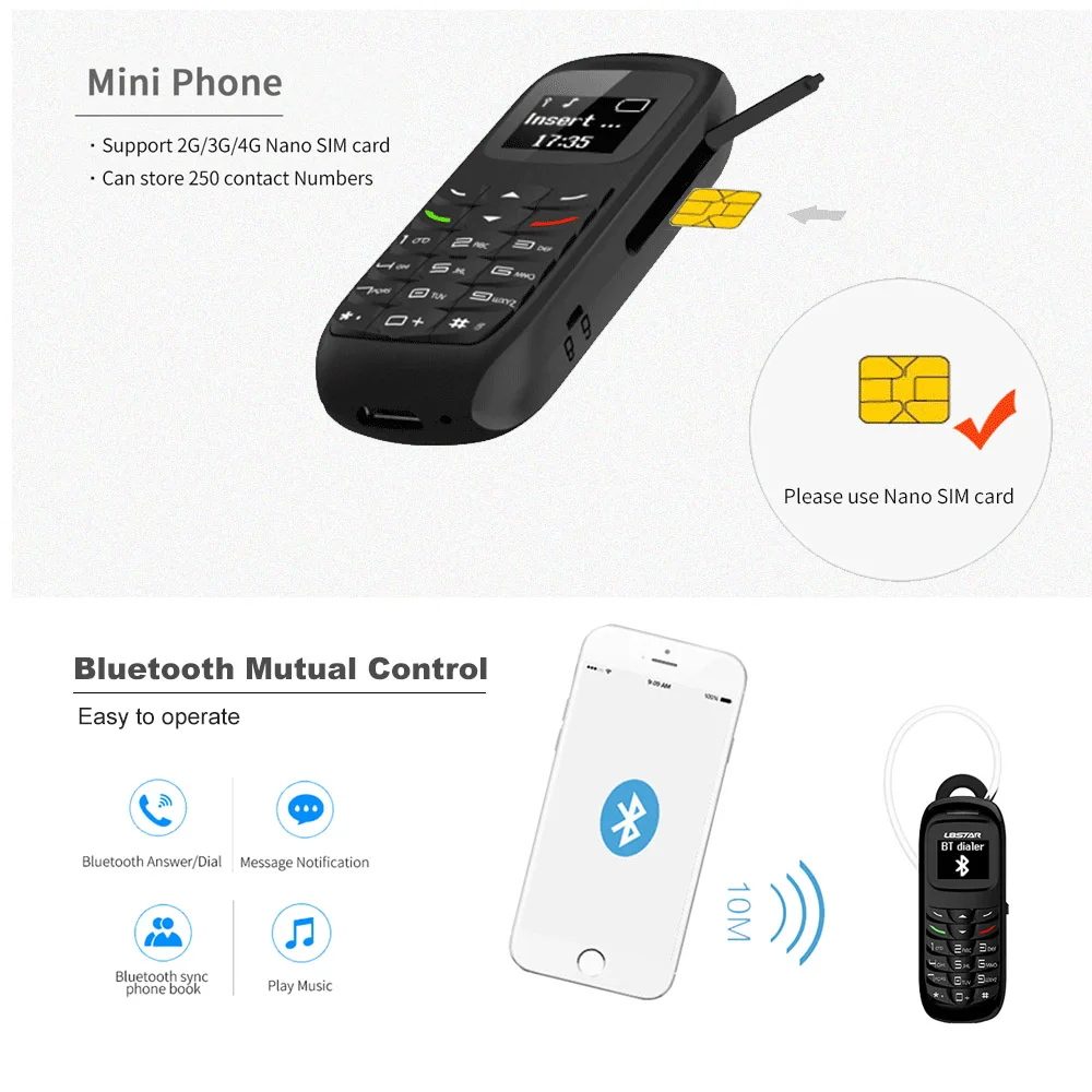 Мини наушники телефон стерео Bluetooth наушники BT dialer GT star BM50 белый список карманный мобильный телефон мини мобильный телефон