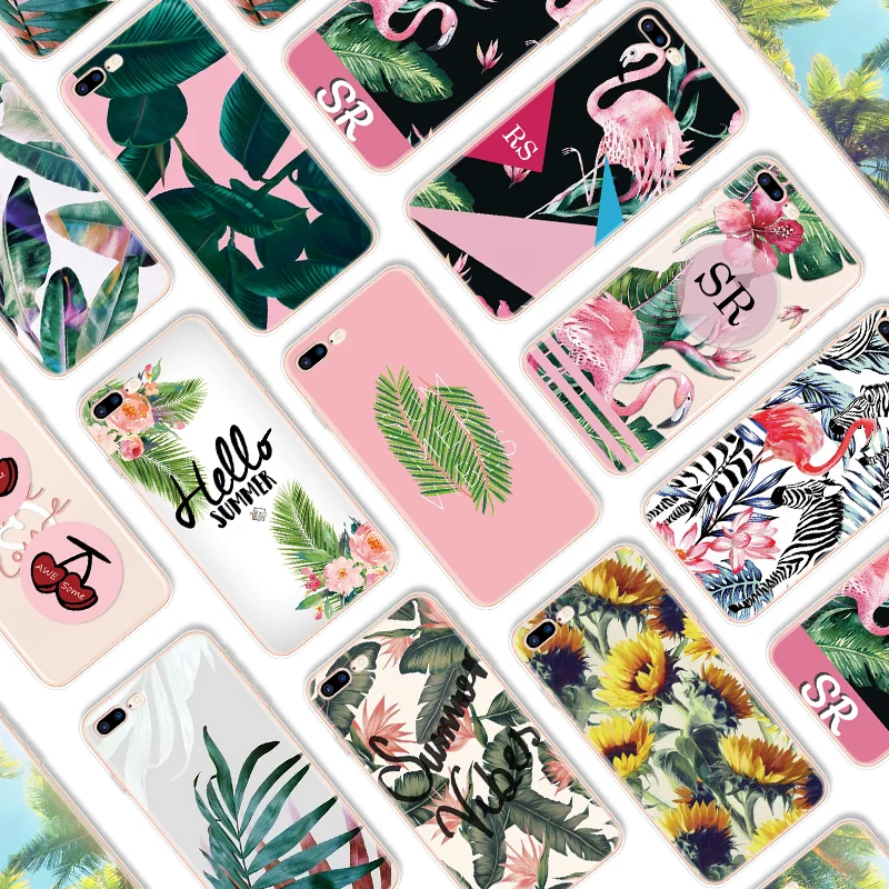 

Summer Flamingo Cover For iPhone X XR XS 9 10 Max Leaves Patterned Soft Coque For iPhone 7 Plus 8 6 6S Plus 4 4S 5C 5 5S SE Case