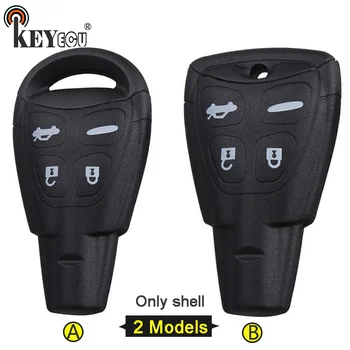 

KEYECU for SAAB 9-3 9-5 Replacement 4 Button Remote Car Key Shell Case With Inset Small Key Blank Blade LTQSAAM433TX