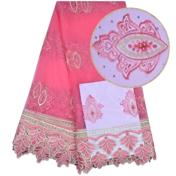 

5 Yards Nigerian Lace Fabrics For Wedding 2018 Pink Color African Cord Lace French Lace Fabrics High Quality For Party 1136