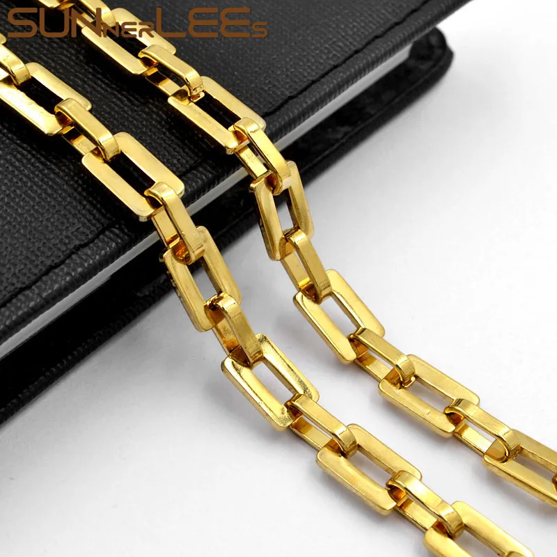 SUNNERLEES 316L ожерелье из нержавеющей стали 8 мм Геометрическая цепочка Золотая Мужская Женская Модная бижутерия подарок SC161 N