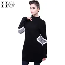 Hee Grand/Для женщин пуловер Аргайл свитер зима-осень длинные трикотажные водолазки Для женщин свитер черный топы с длинными рукавами WZL1249