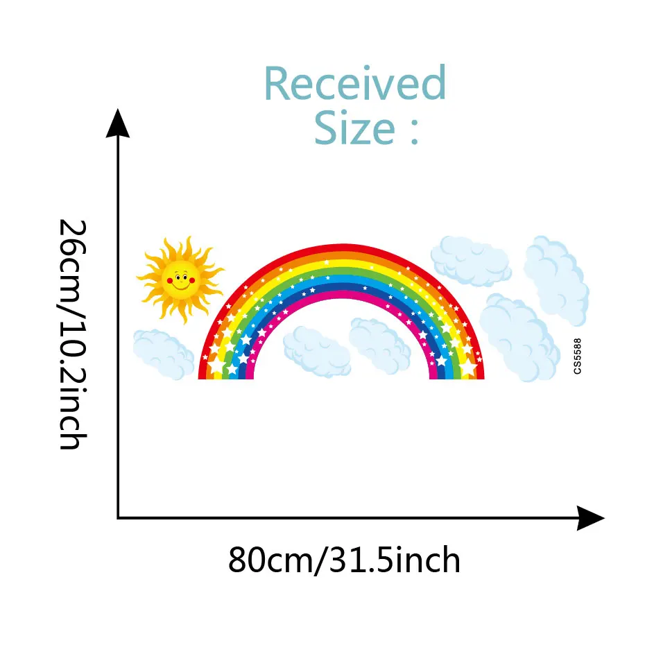 Большие сверкающие радужные солнечные облака украшение для комнаты наклейки на стены для девочек Детская комната спальня Фреска - Цвет: CS5588