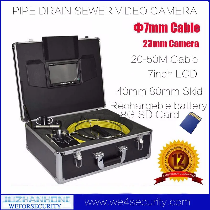 DVR pipe inspection snake camera waterproof 23mm camera head 20m 30m 50m cable option