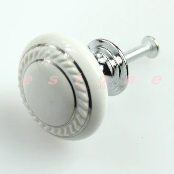 1set Door Knob White Ceramic Crystal Glass Door Knob Drawer Cabinet Kitchen Wardrobe Handle