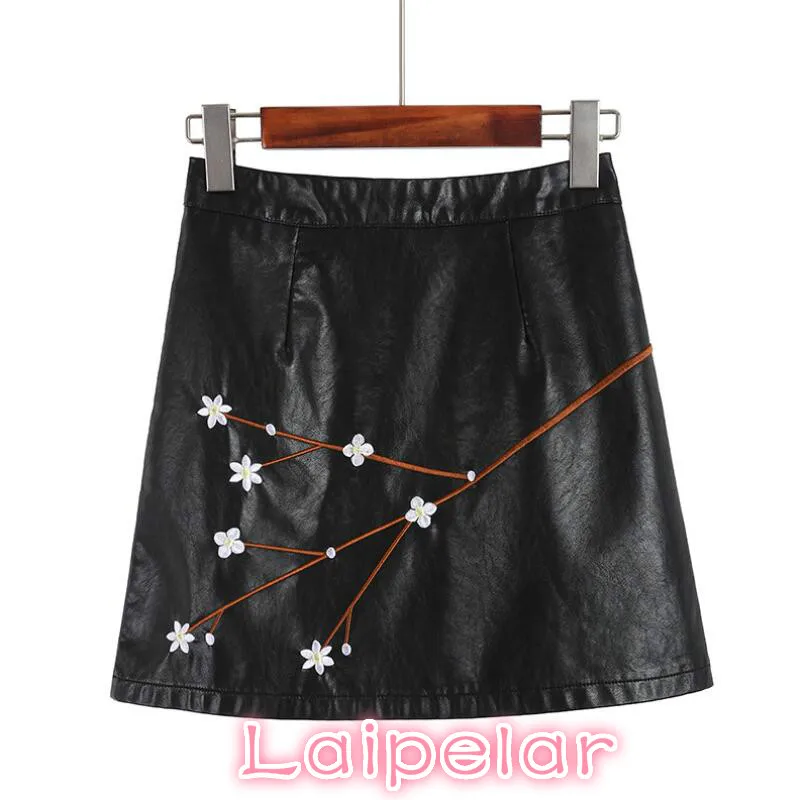 

New Arrival PU Leather Skirts High Waist Sexy Vintage A-Line Office Skirts Womens Mini autumn Skirt Plus Size